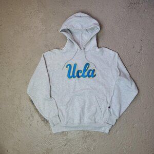 Retro 'Champion' UCLA cream/grey varsity hoodie pullover sweatshirt men's M